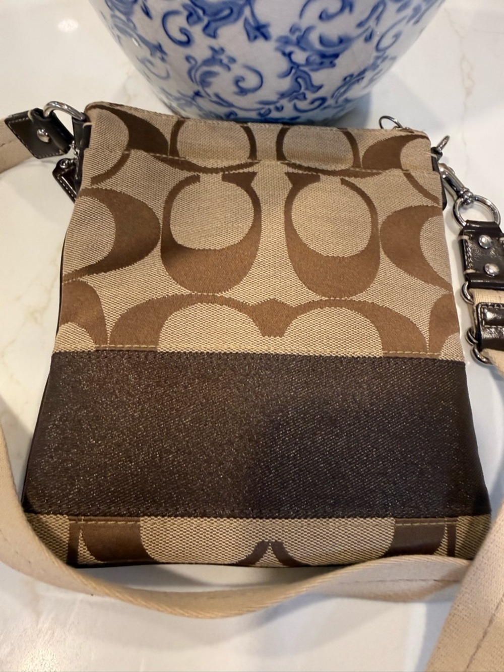Coach Brown/Tan Signature Canvas Crossbody - Picture 3 of 7